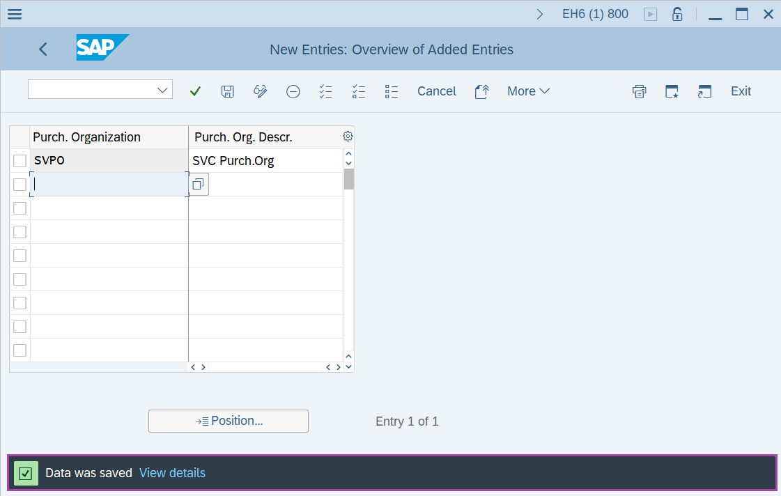 Define purchase organization in SAP