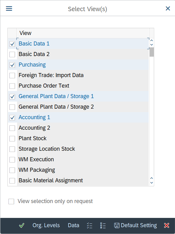 Display Material Master