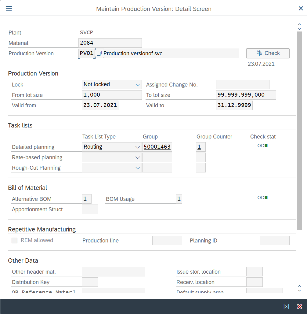 Display production version