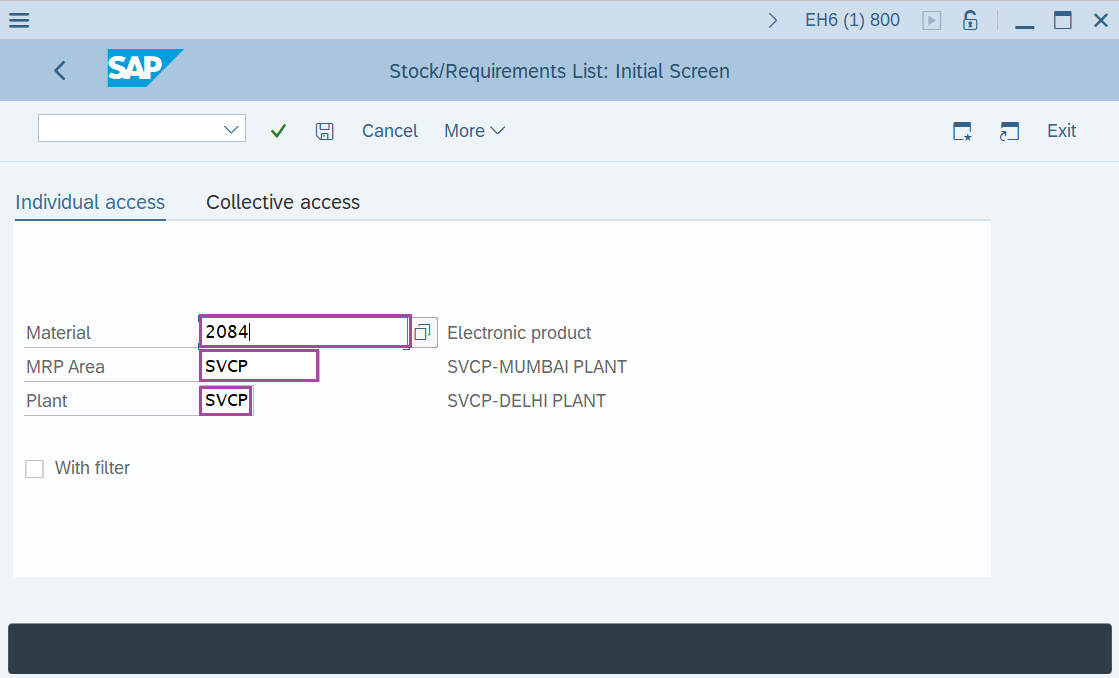 How to Display Stock/Requirement List