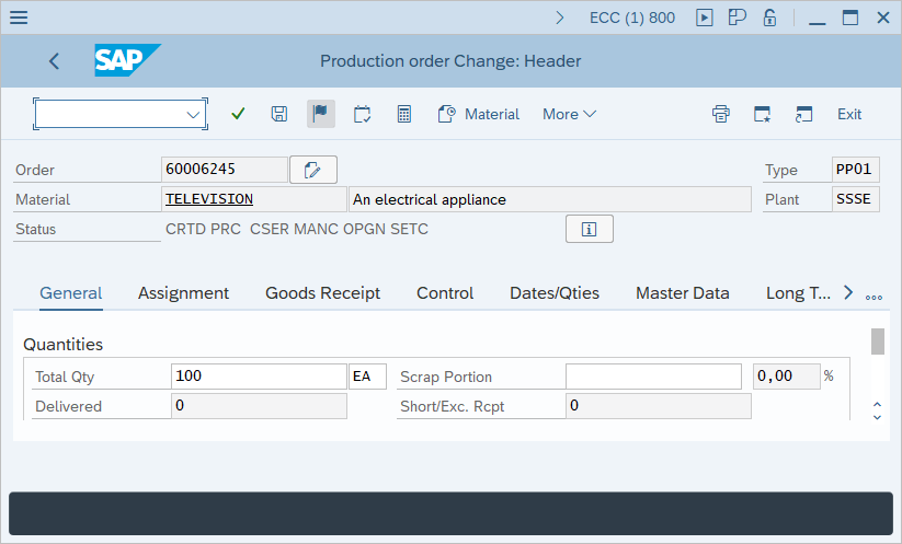 How to Change production Order