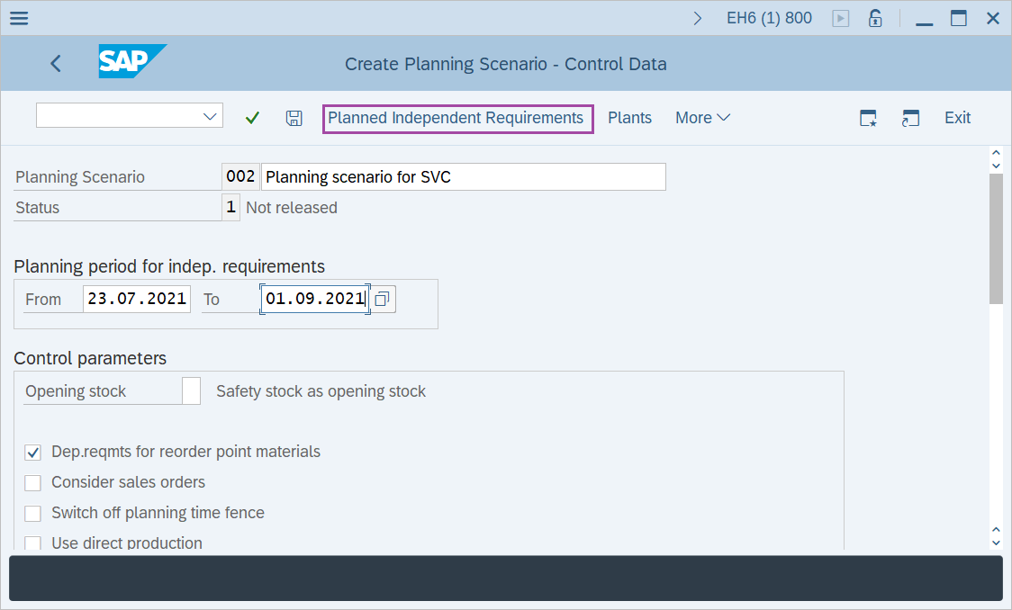 How to Create Planning Scenario