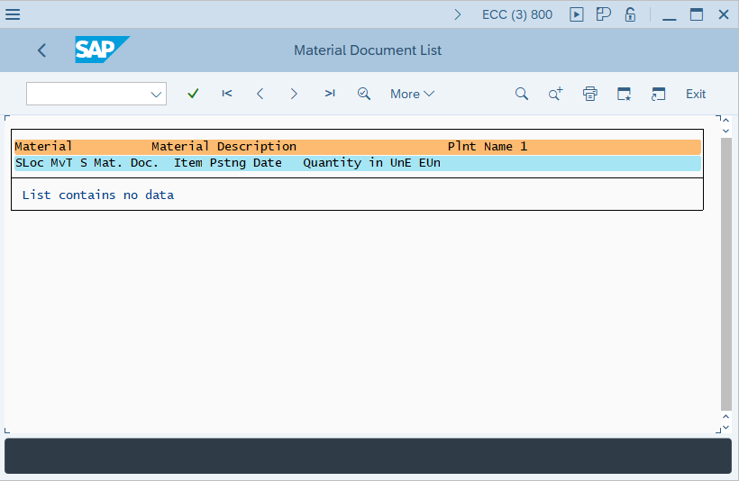 How to Display material document list