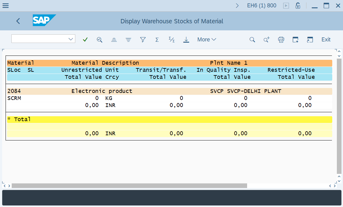 How to Display Stock of multiple materials