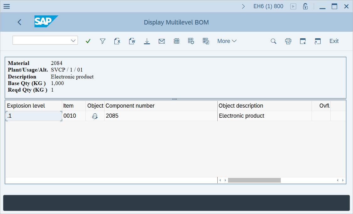 How to Display summarized multi level BOM