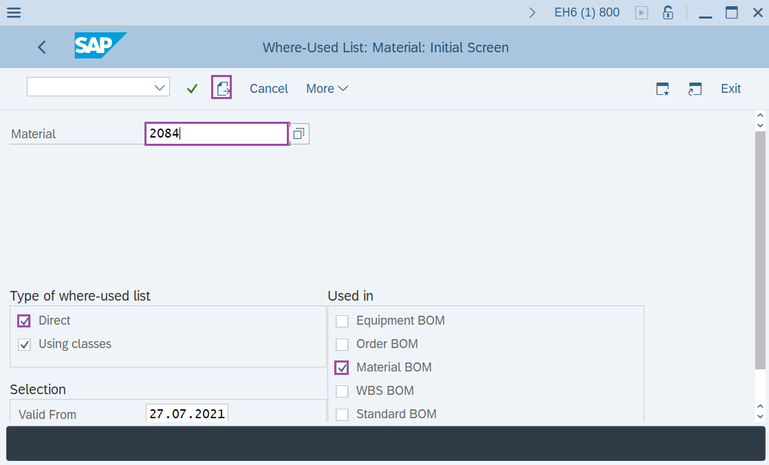 How to Display where-used list 