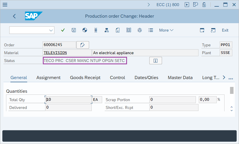 How to TECO  Production Order