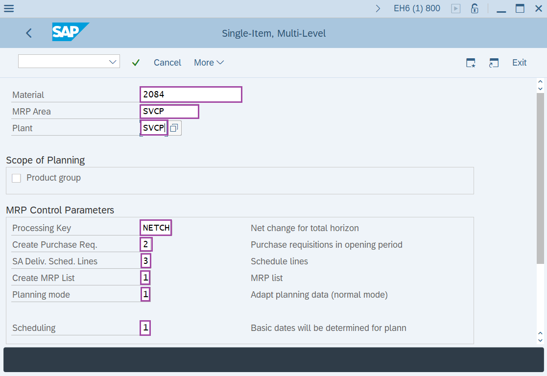 How to run MRP for single material