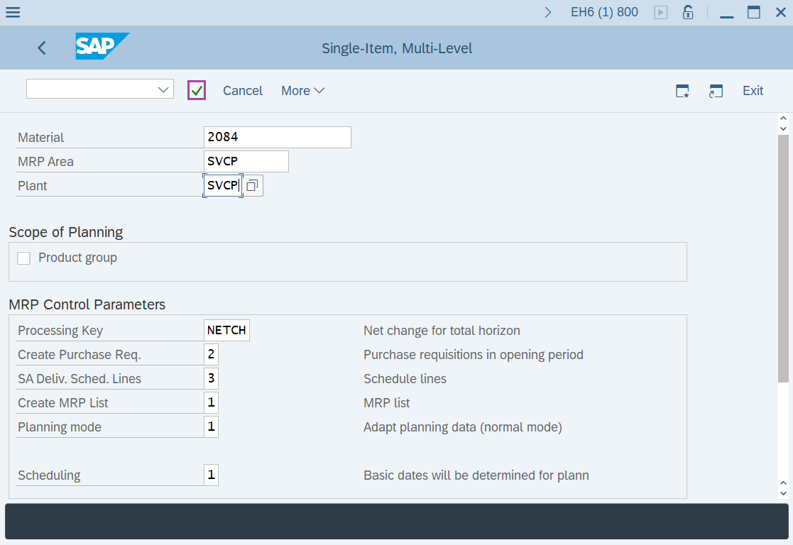 How to run MRP for single material