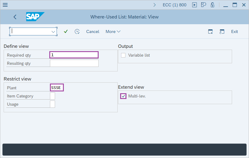List in Bill of Material