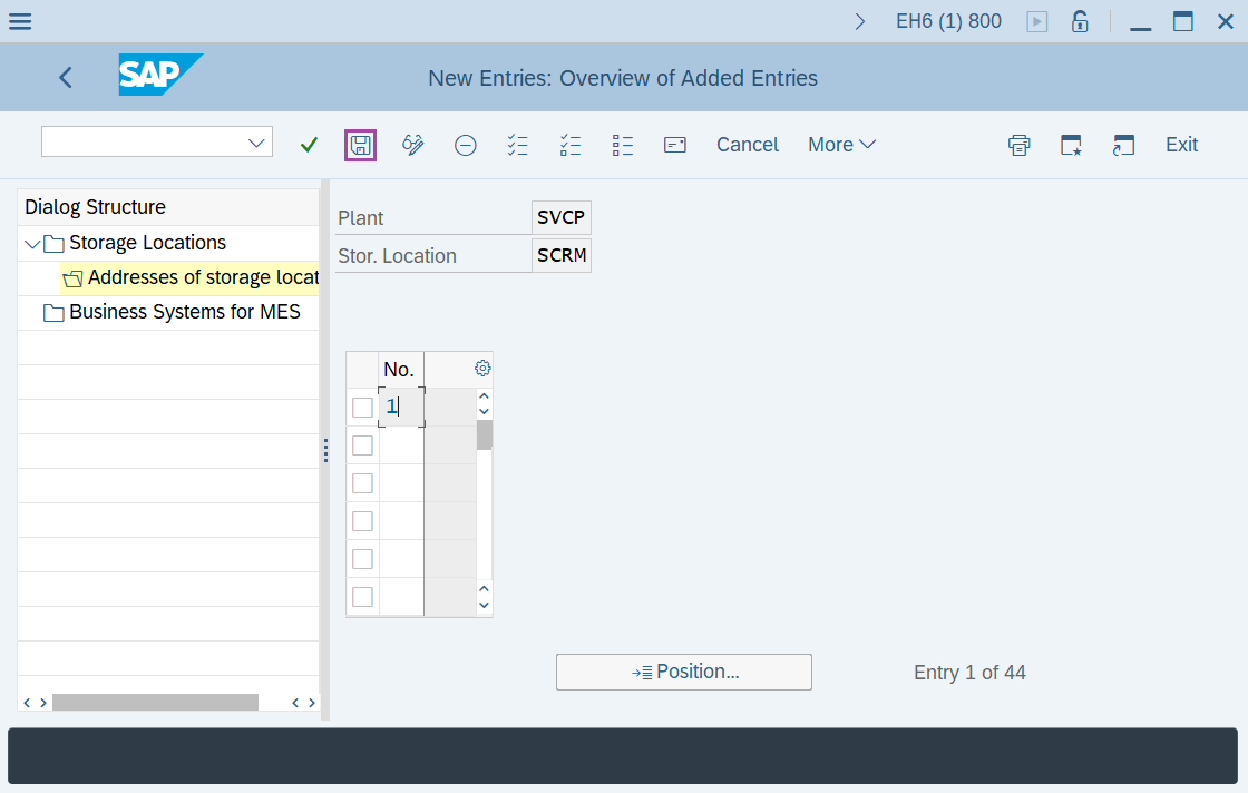 Maintain storage location