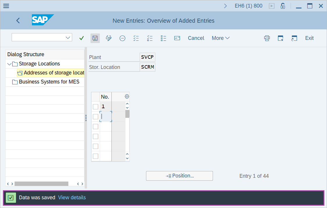 Maintain storage location