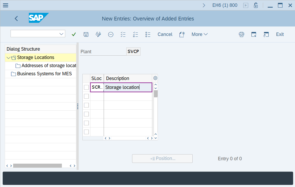 Maintain storage location
