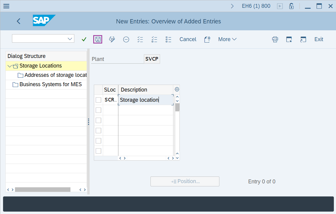 Maintain storage location