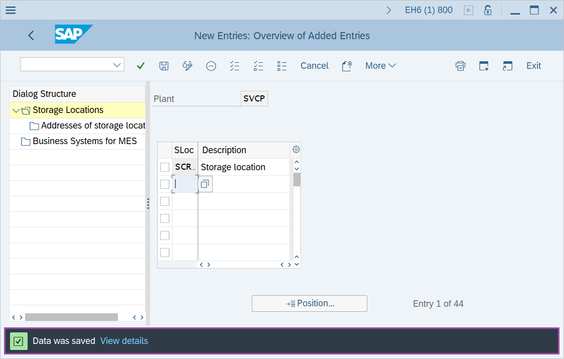 Maintain storage location