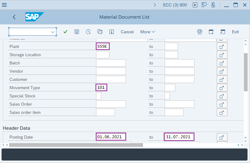 Material Document List