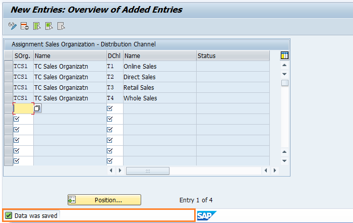 Assign distribution channel to sales organization
