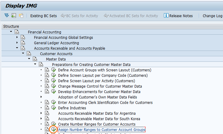 Assign number ranges to customer account group