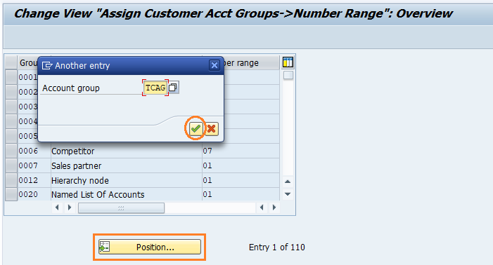 Assign number ranges to customer account group