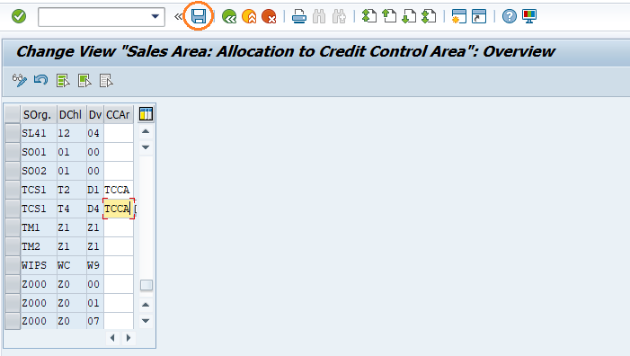 Assigning Sales Area to Credit Control Area