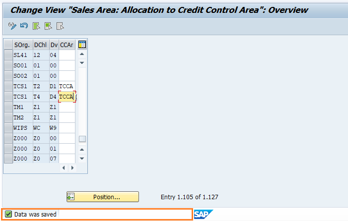 Assigning Sales Area to Credit Control Area