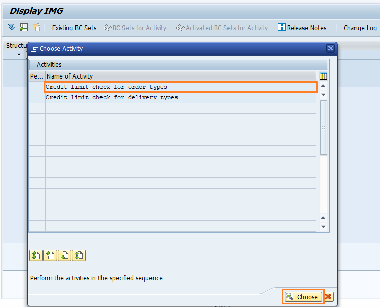 Assign sales documents and delivery types to credit group