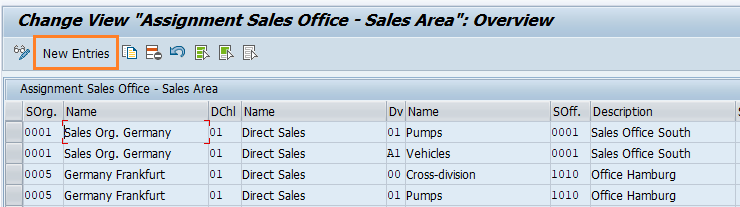 Assign sales office to sales area