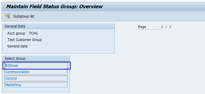 Define customer account groups