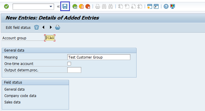 Define customer account groups