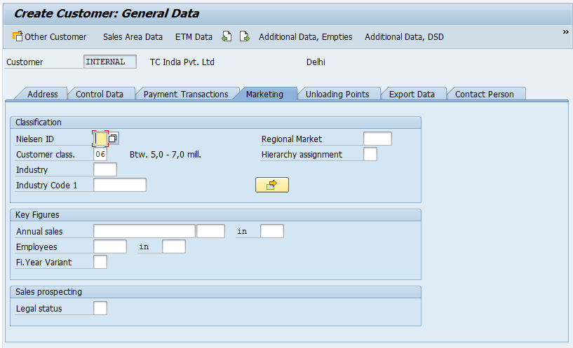 Create customer master record