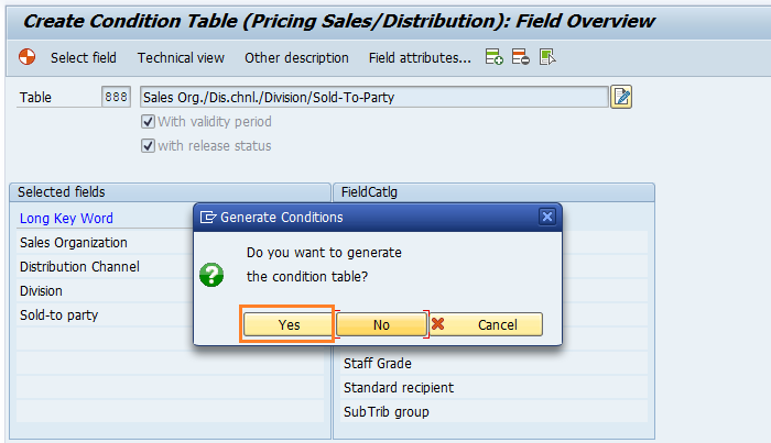 Define condition tables