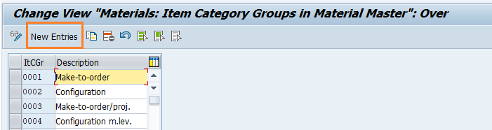 Define item category groups