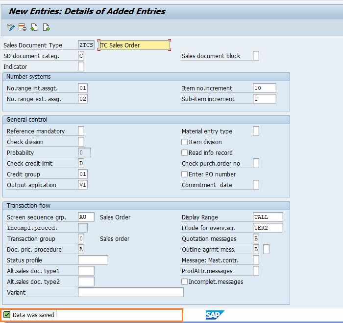 Create Sales Document Type