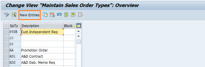 Create Sales Document Type