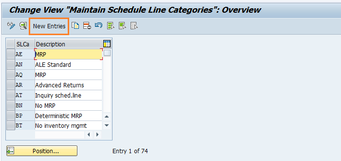 Define schedule line categories