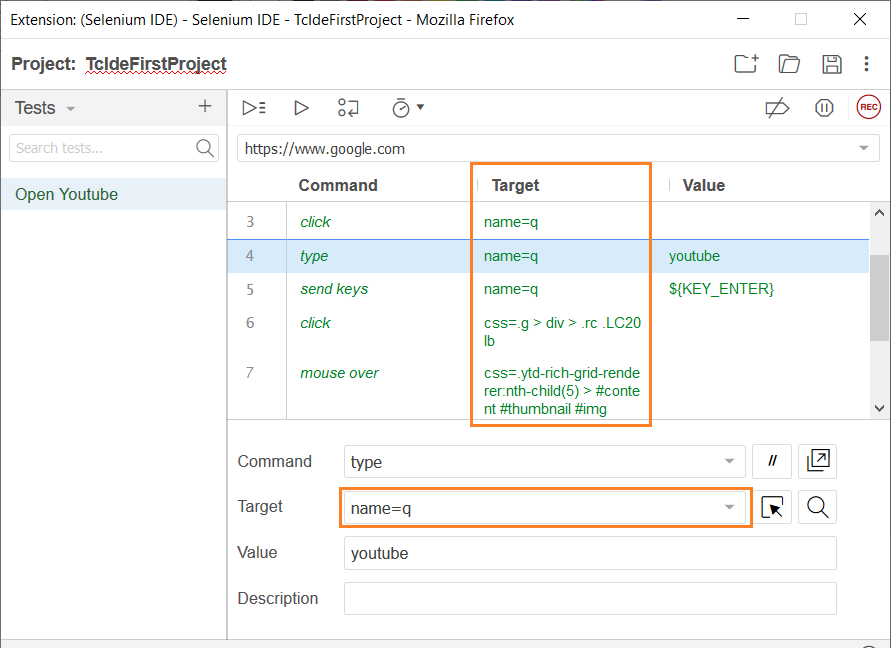 Selenium IDE Features Or Interface