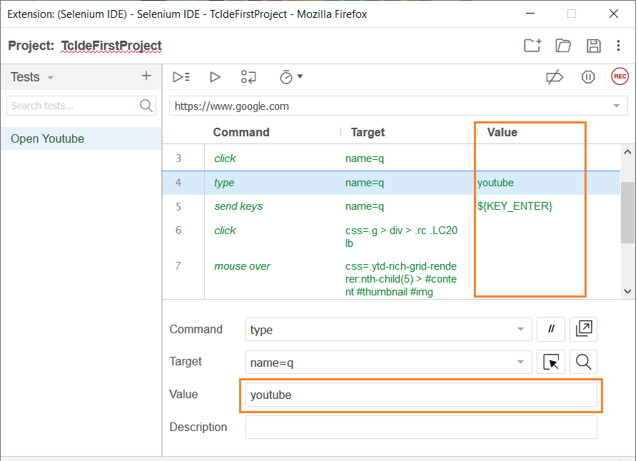 Selenium IDE Features Or Interface