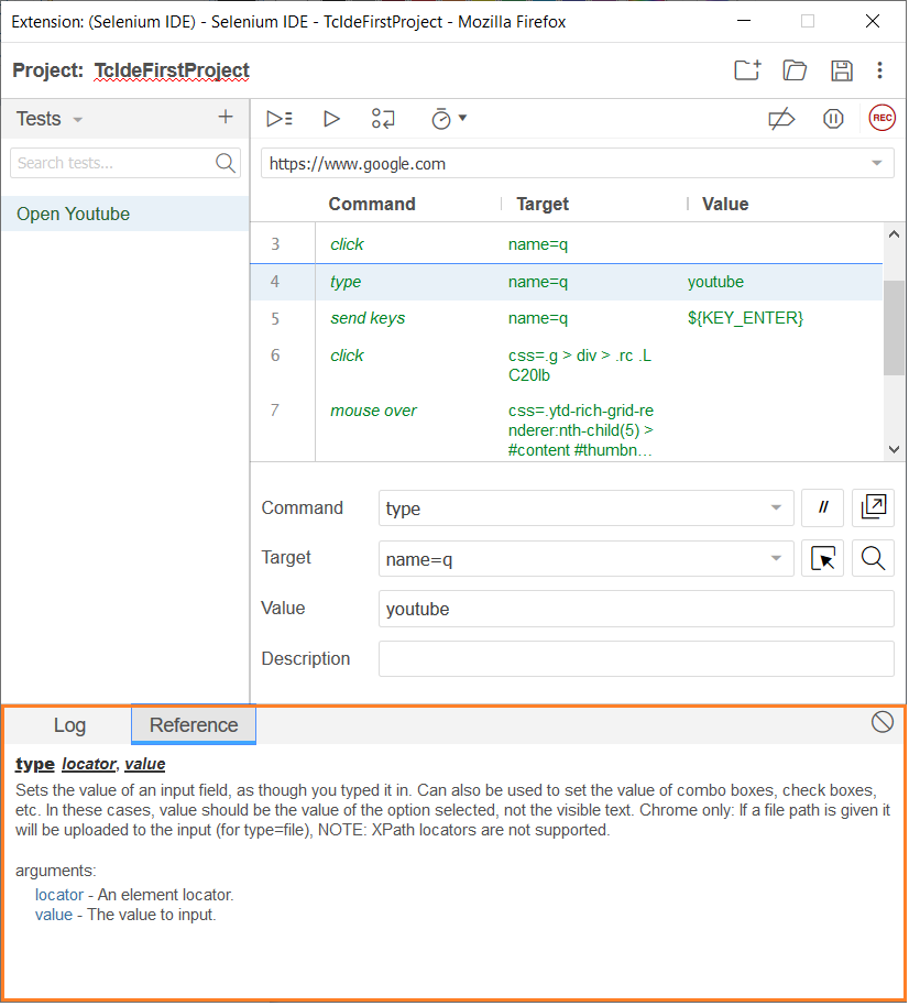 Selenium IDE Features Or Interface