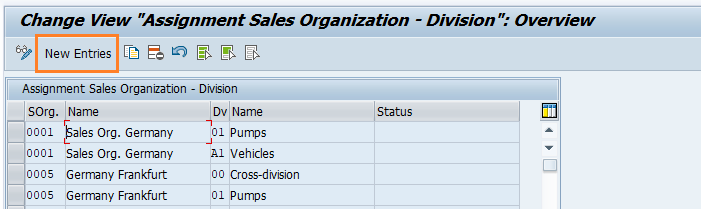 Assign division to sales organization