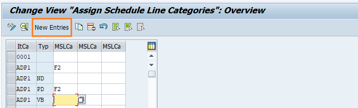 Assign schedule line categories