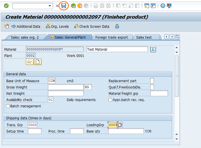 Create Material Master Data